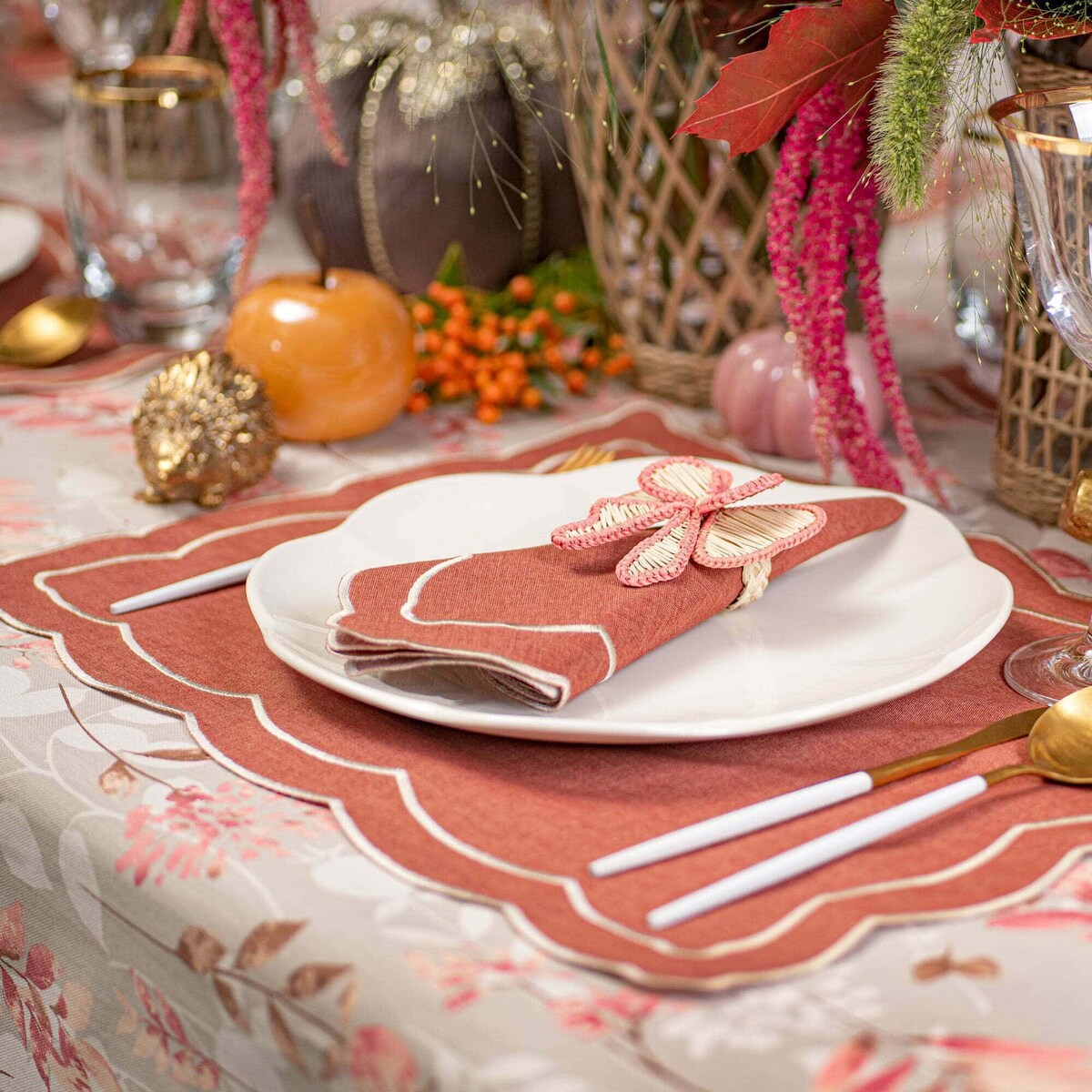 Obrączki na serwetki Pink Bows - 4 sztuki