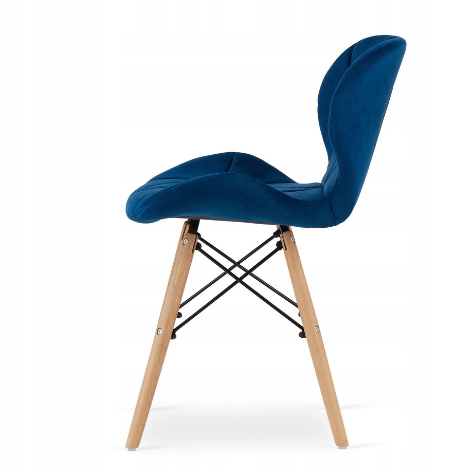 Zestaw Stół Do Jadalni Kuchni Salonu Biura Okrągły Todi 80 Czarny + 4 Krzesła Lago Granatowe