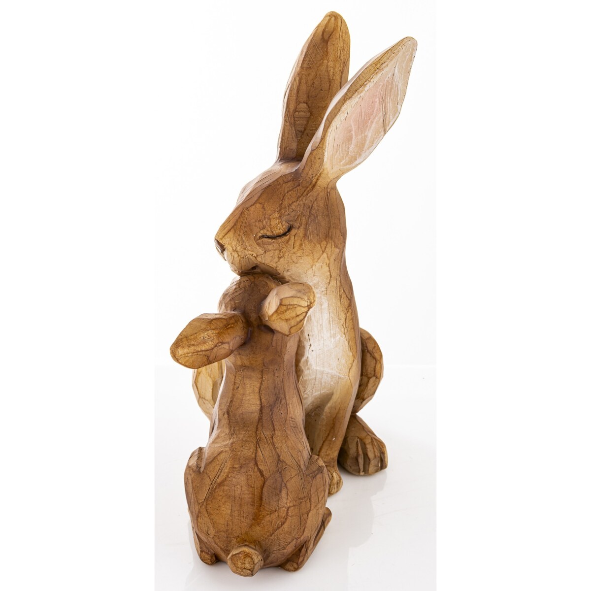 Dekoracja - figurka 2 brązowe przytulone ZAJĄCZKI 24x20x10 cm