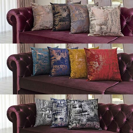 Poszewka dekoracyjna 40x40 ciemno niebieska z miedzianym nadrukiem