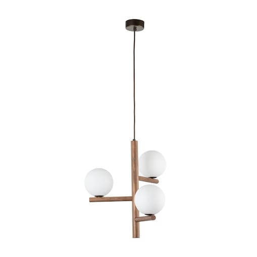 Lampa wisząca ESTERA WOOD ORZECH TK Lighting 10271, 3xG9, biała z orzechem, elegancka do salonu i jadalni