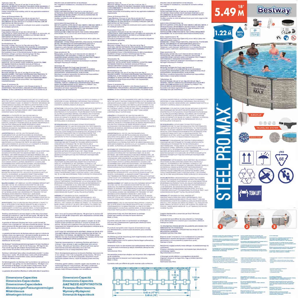 Bestway Basen Power Steel, 549x122 cm