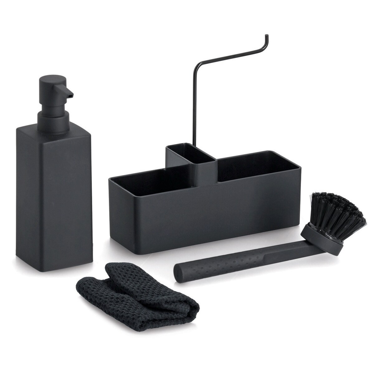 Organizer do mycia naczyń ZELLER, dozownik do płynu, szczotka, pojemnik na mydło