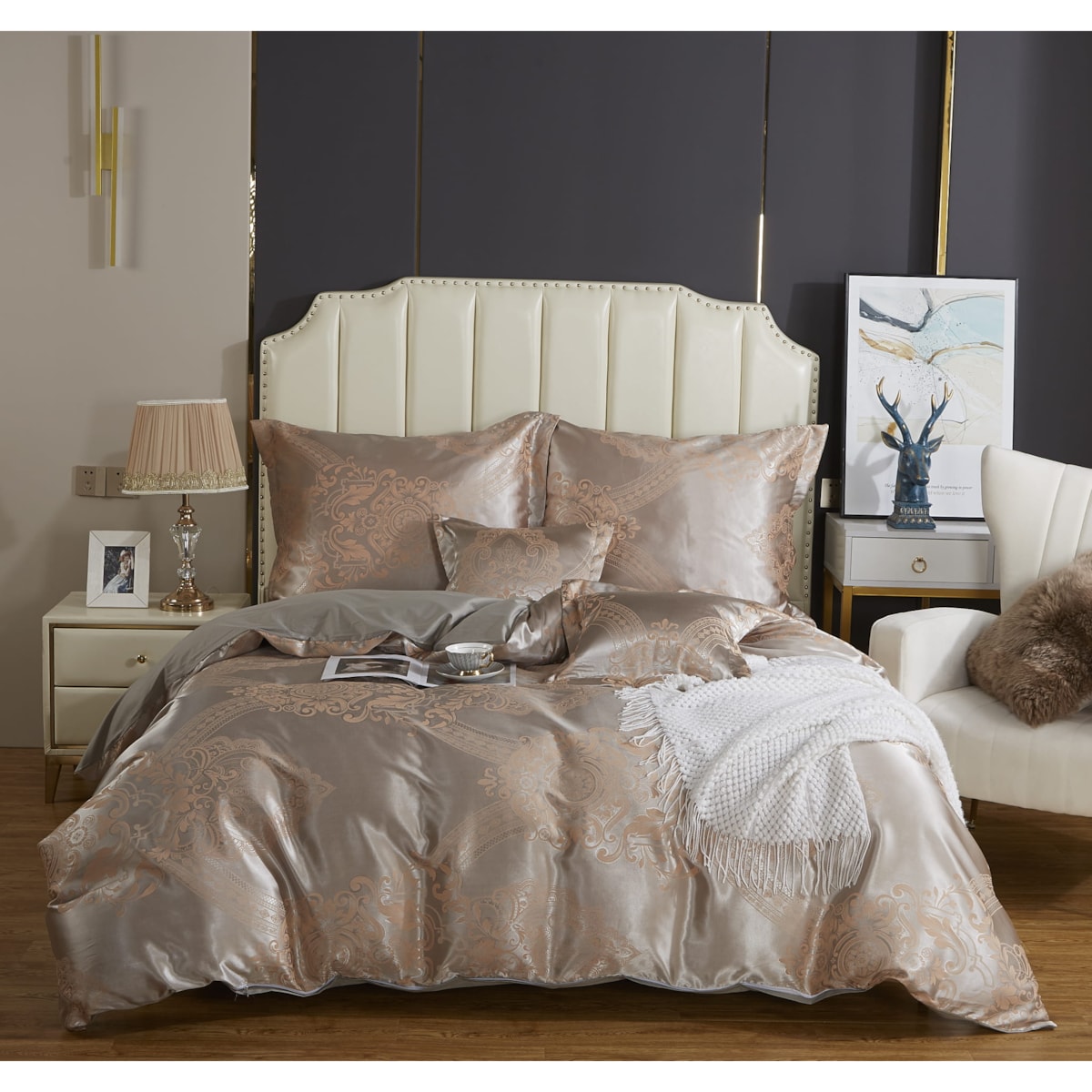 POŚCIEL 160x200 BAWEŁNIANA KOMPLET POŚCIELI ATŁASOWEJ POSZEWKA 70x80 HAFT