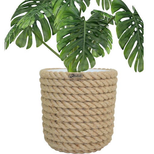 24 BOHO jutowa osłonka na doniczkę koszyk naturalny lina z trawy plecionej JUTA styl skandynawski etno loft wzór 24/200