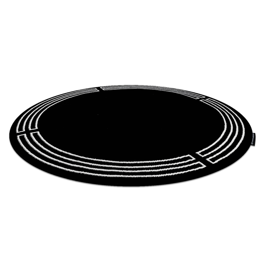 Dywan HAMPTON Chick koło ramka czarny koło 140 cm