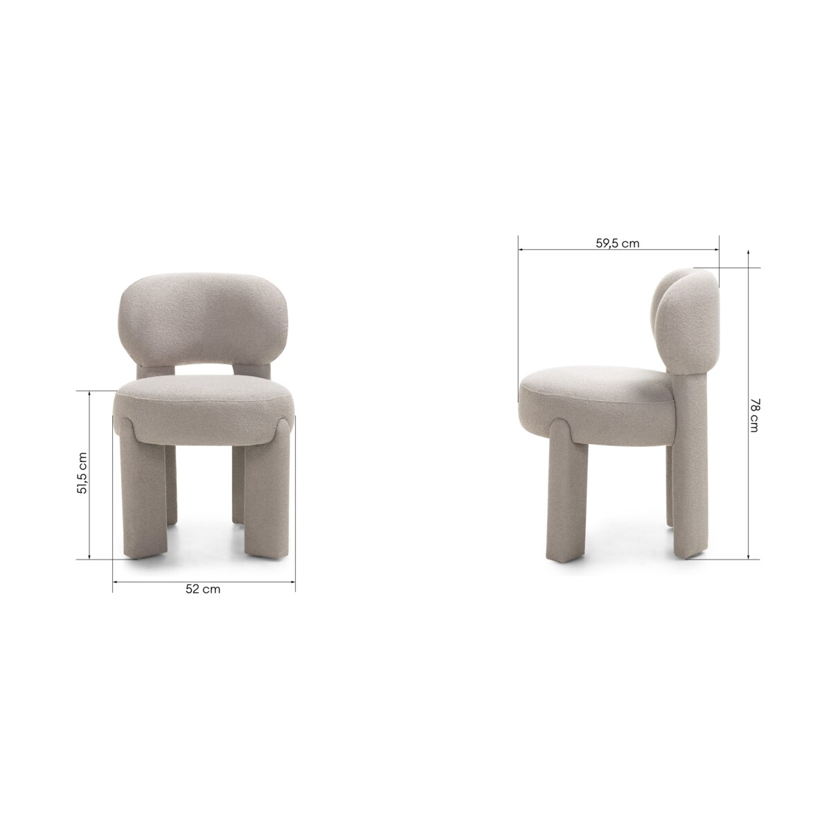 Krzesło tapicerowane LAGOTTO szarobeżowe 78x52x59,5 cm