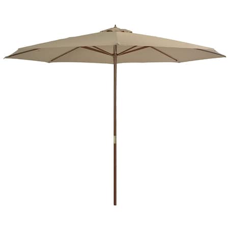 vidaXL Parasol ogrodowy na drewnianym słupku, 350 cm, taupe