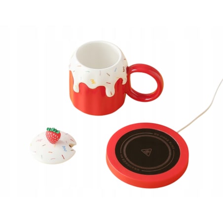 ZESTAW KUBEK Z PODGRZEWACZEM + Łyżka + Kabel USB PREZENT KUBEK ŚWIĄTECZNY