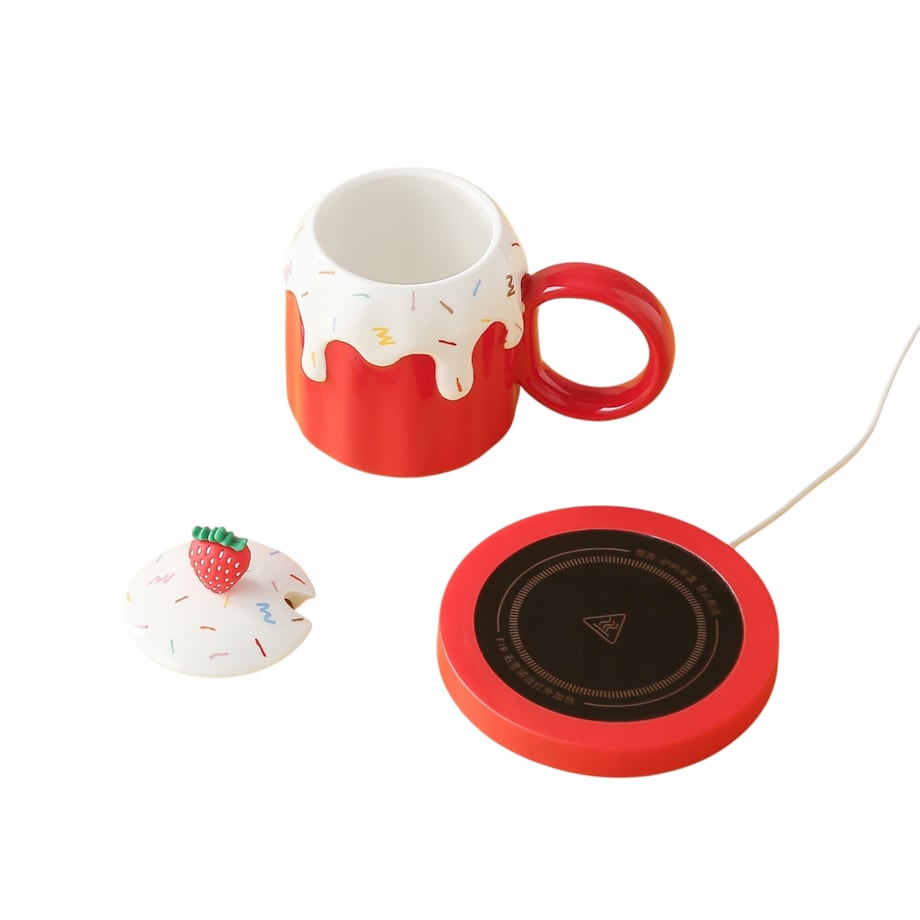 ZESTAW KUBEK Z PODGRZEWACZEM + Łyżka + Kabel USB PREZENT KUBEK ŚWIĄTECZNY