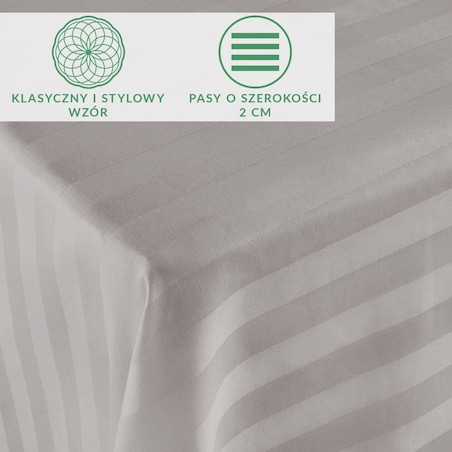 Prześcieradło bambusowe satyna bawełniana 160x240 Bamboo paski, szare