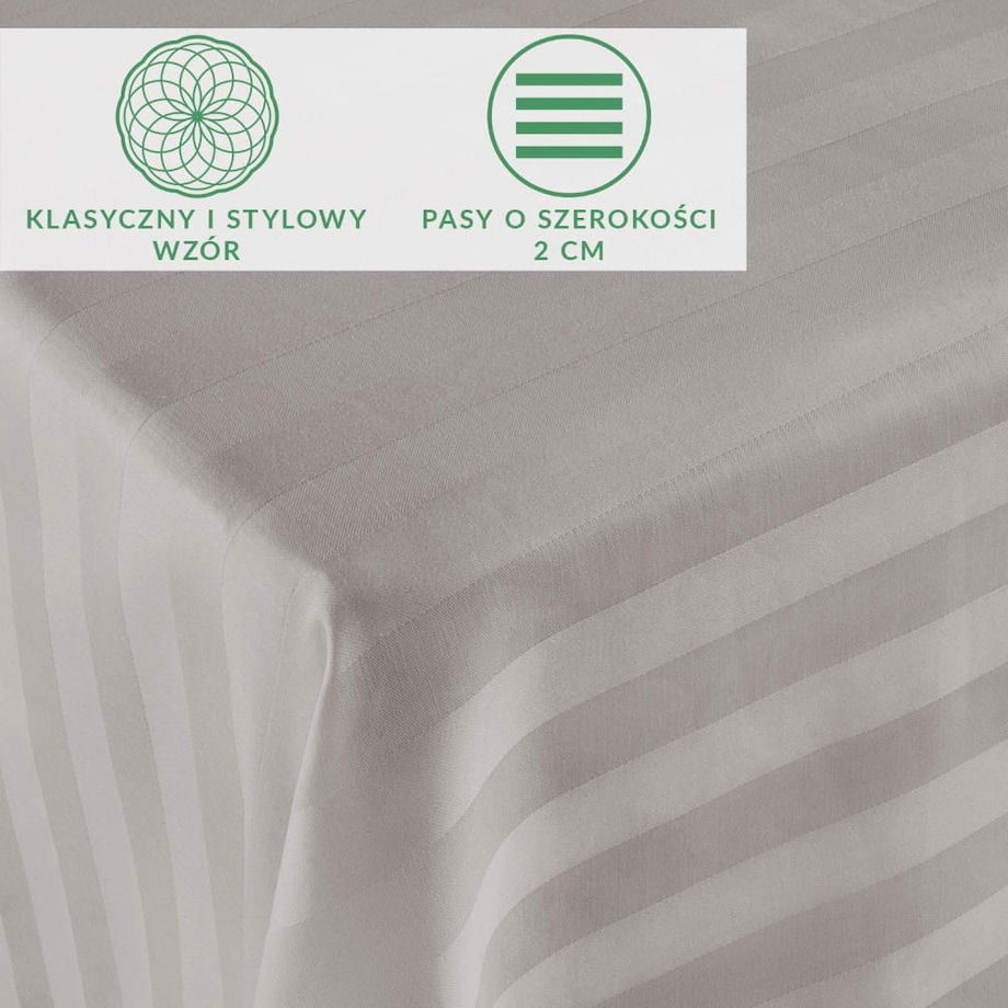 Prześcieradło bambusowe satyna bawełniana 160x240 Bamboo paski, szare