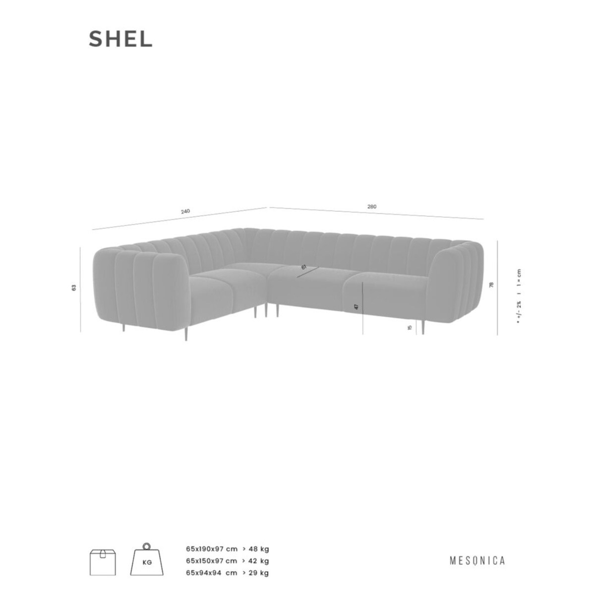 Shel Sofa narożna - ciemnozielona