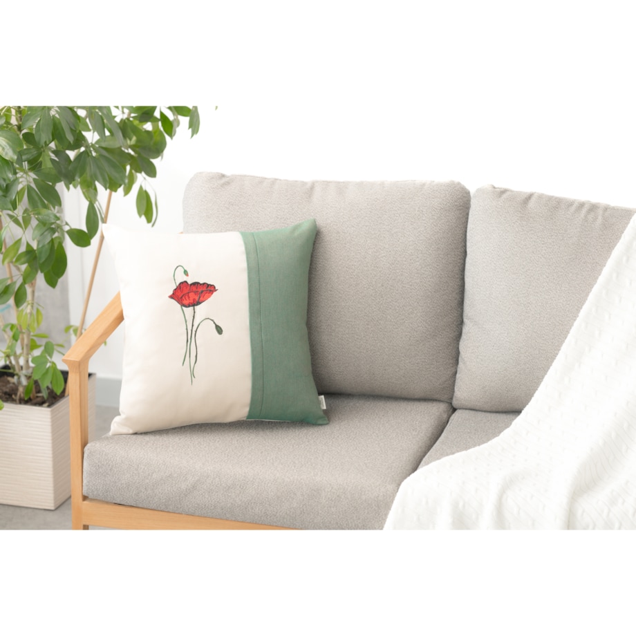 Poduszka dekoracyjna Mak Szmaragd 45 x 45 cm