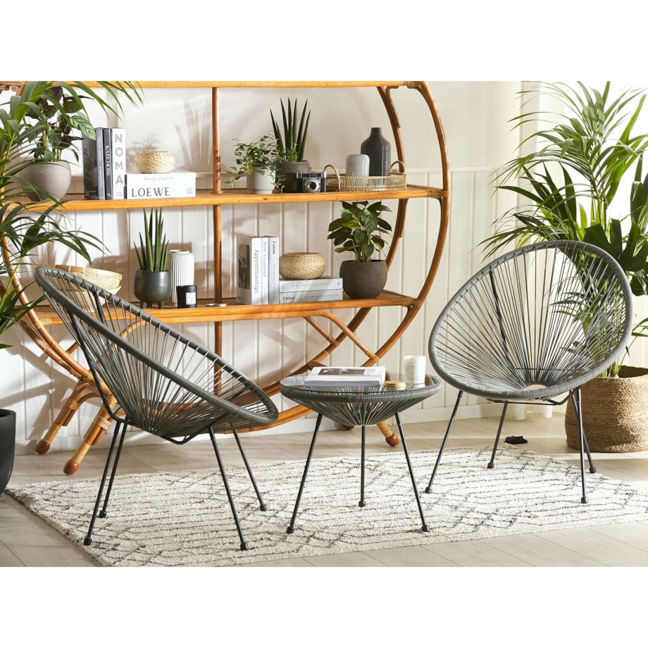 Zestaw mebli balkonowych z technorattanu szary ACAPULCO II