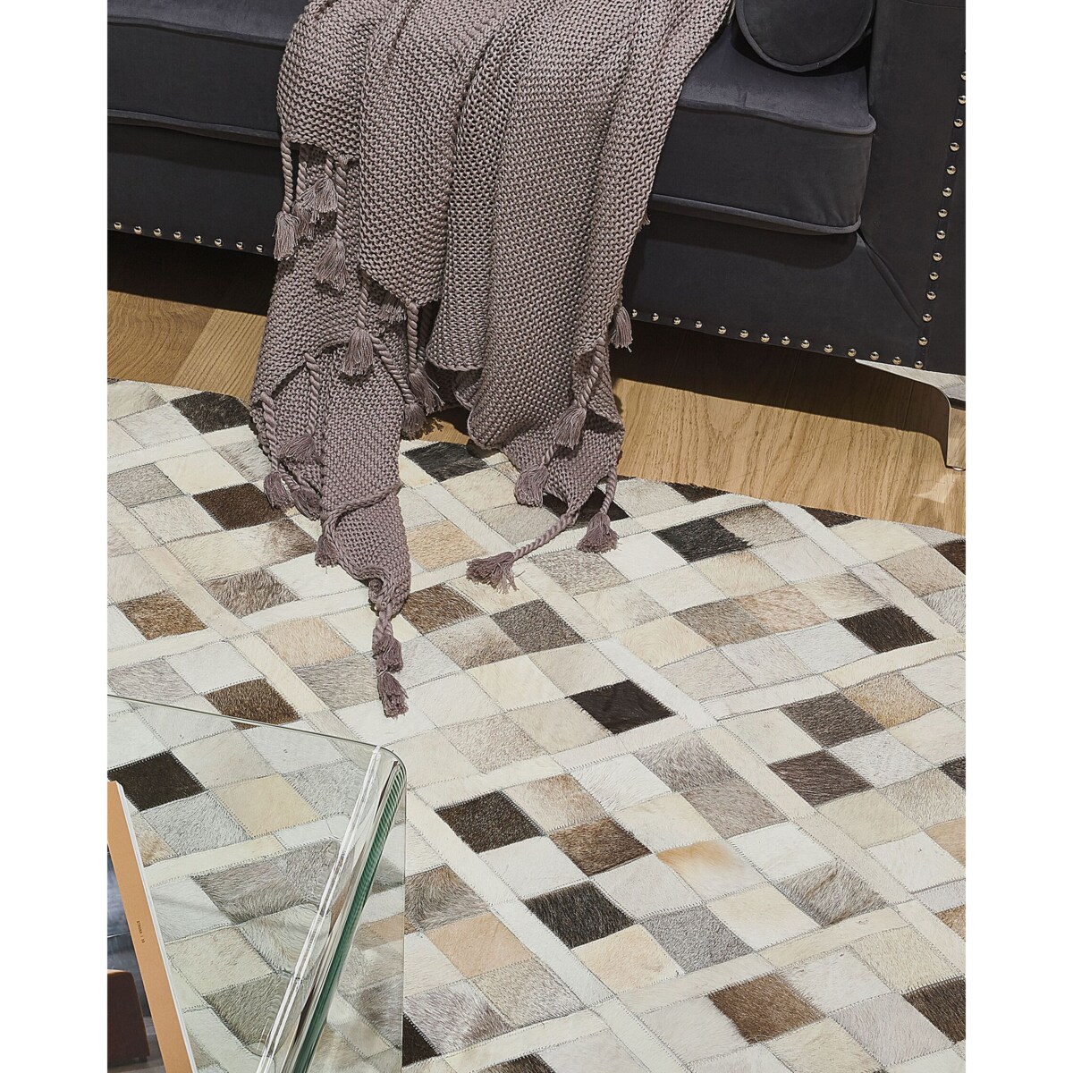 Dywan HIRKA 160 x 230 cm Skóra naturalna Szary