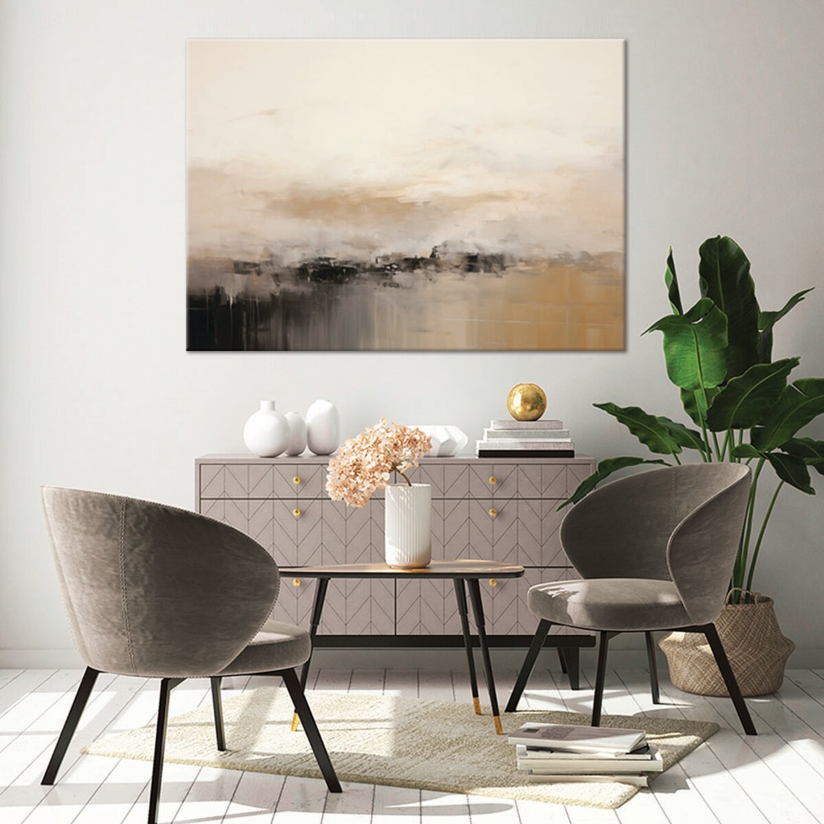 Stylowy obraz na ścianę Abstrakcja Lofty Beżowy 100x70