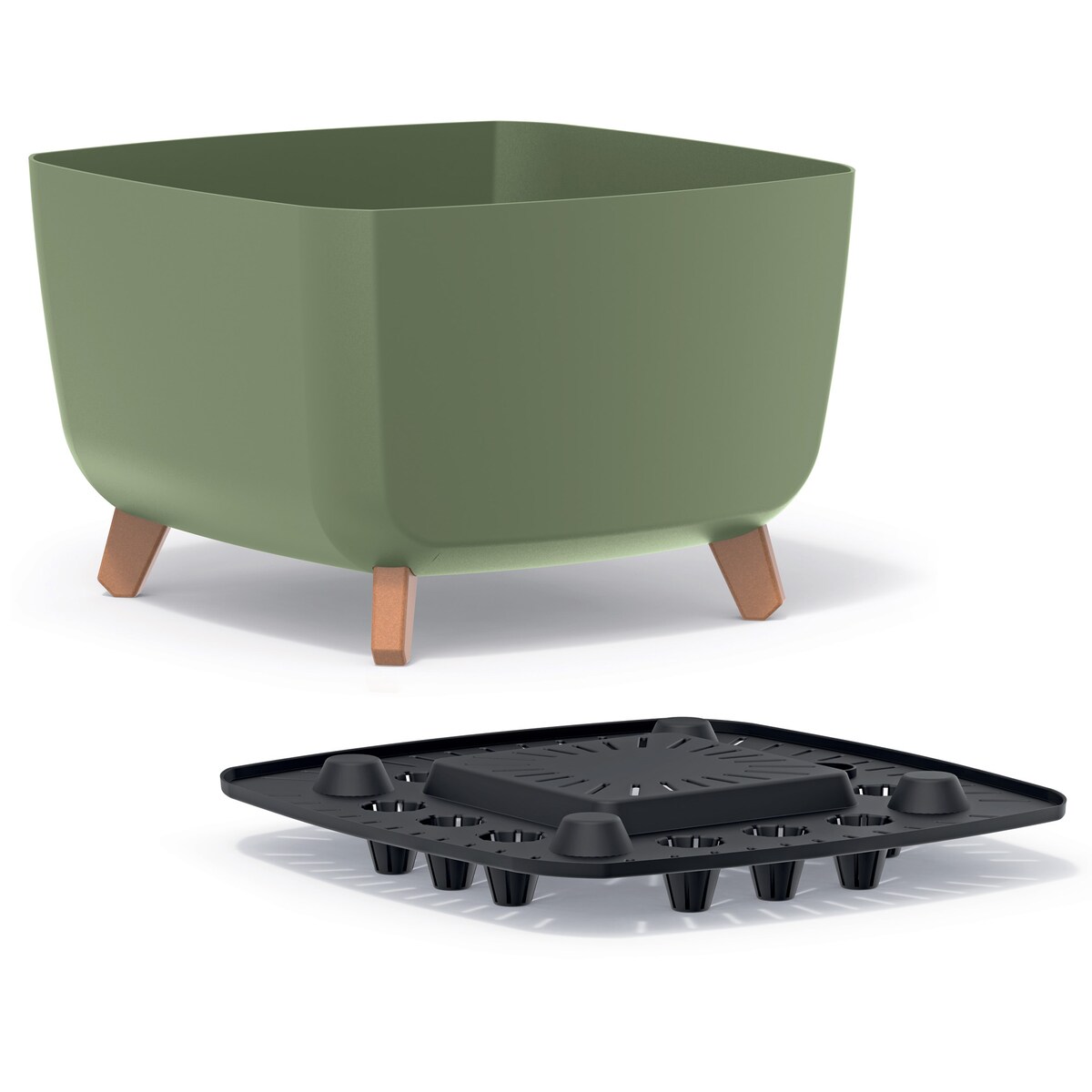 Doniczka Donica Ogrodowa 39 Cm Na Nóżkach Dekoracyjna Zielony