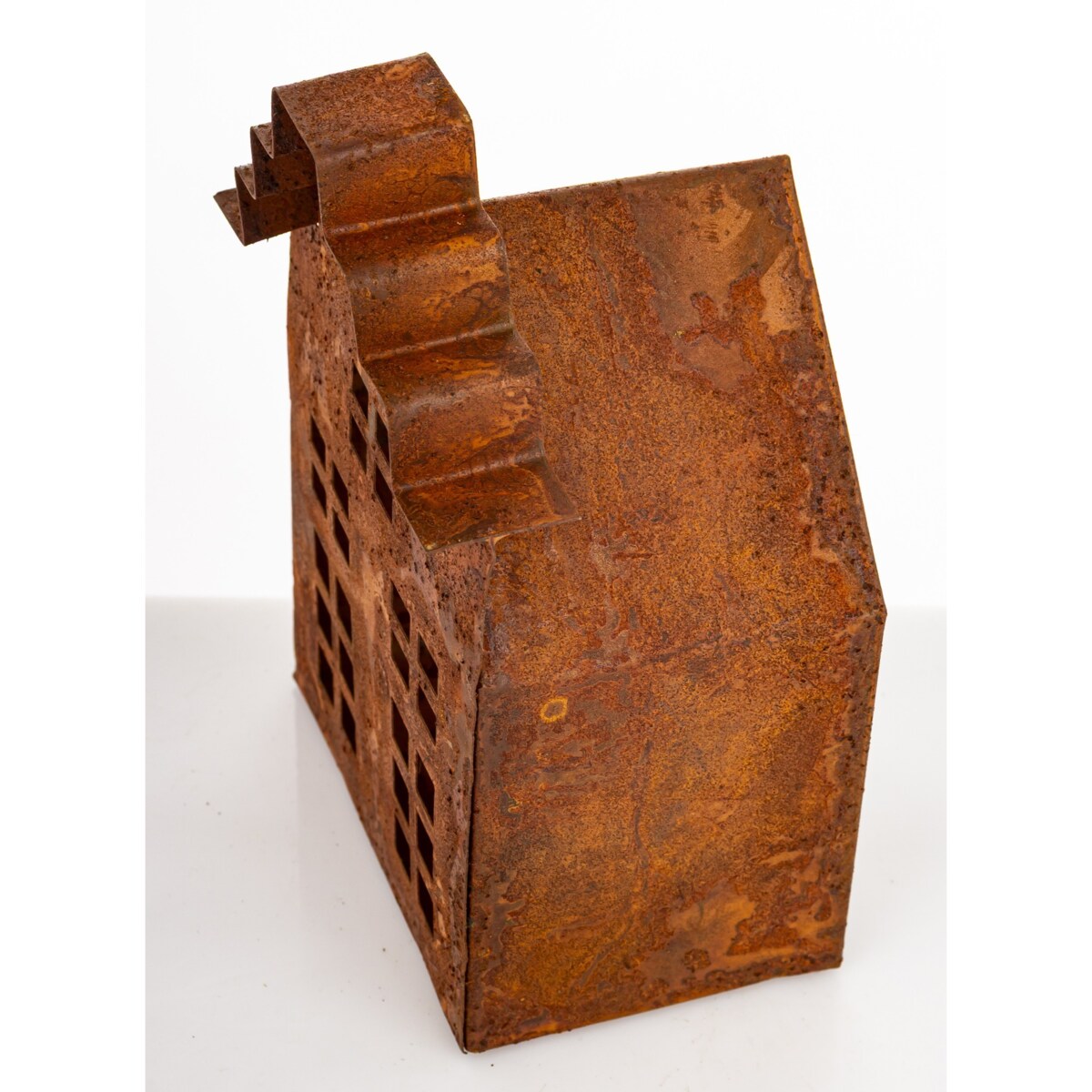 Dekoracja - domek metalowy rdzawy 15x10x7,5 cm RUGGINE small