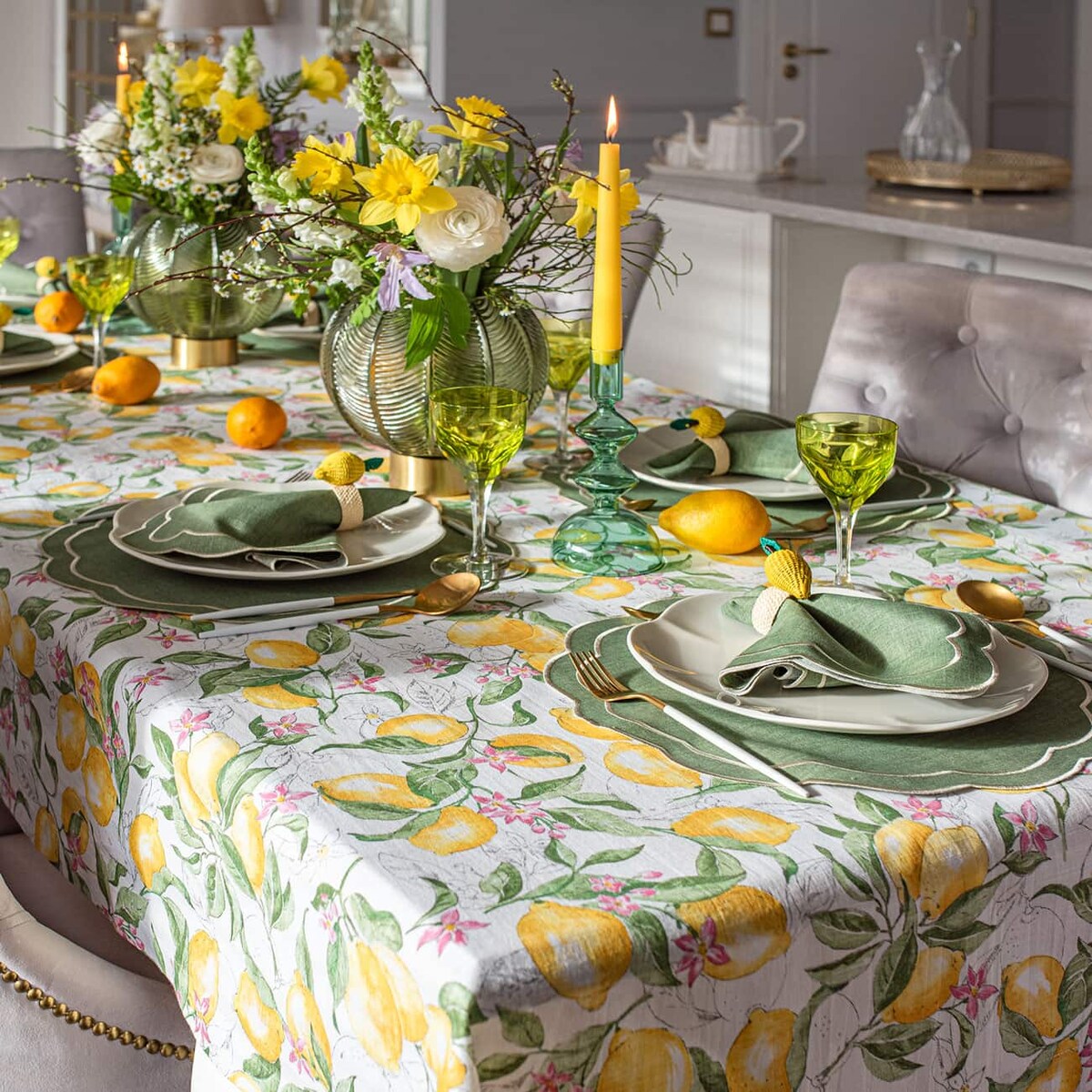 Dwustronny bieżnik w cytryny Lemonade & Stripes – 50 × 220 cm