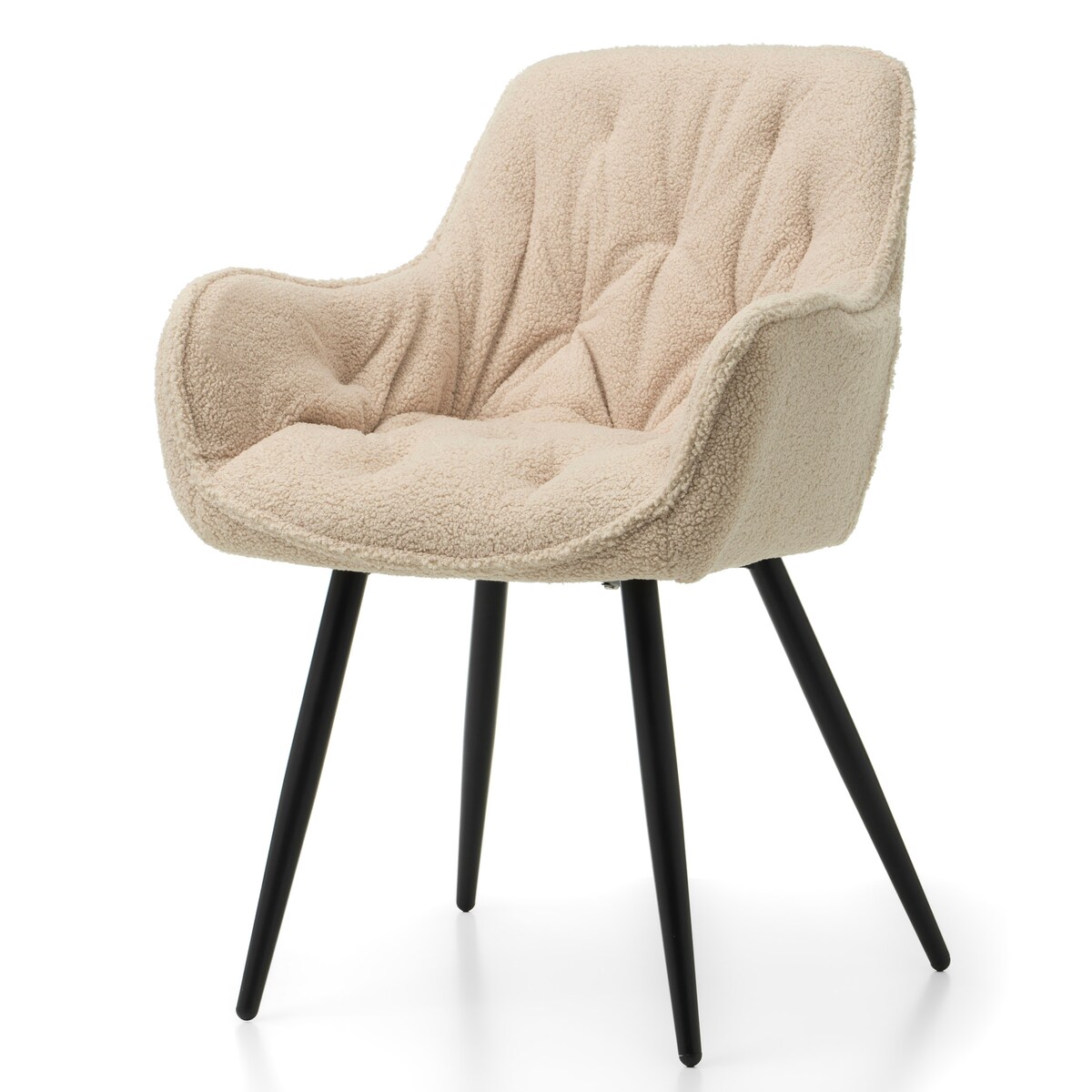 Krzesło tapicerowane pikowane tkanina boucle teddy SIENA beżowa