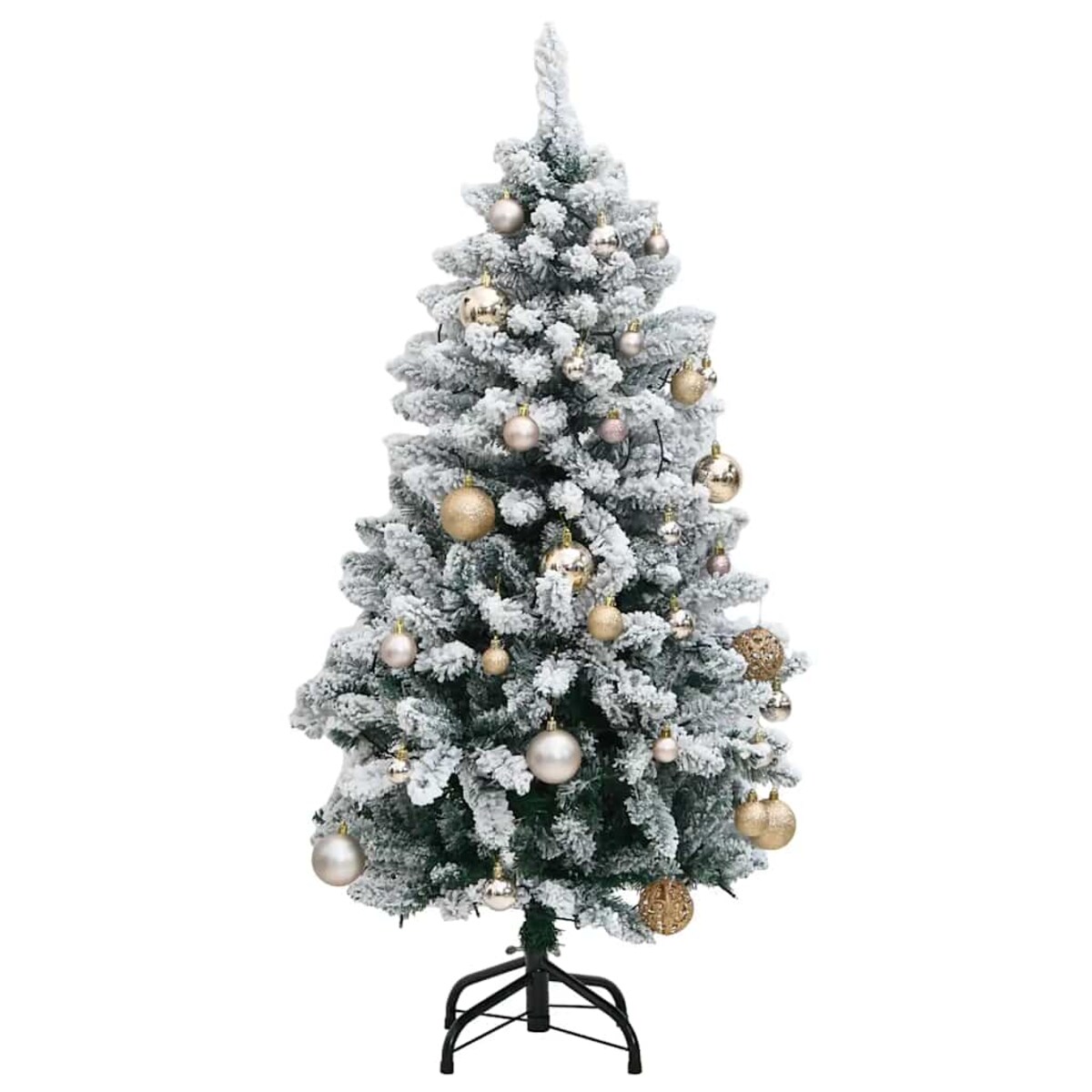 vidaXL Sztuczna choinka na zawiasach, 150 lampek LED i bombki, 150 cm