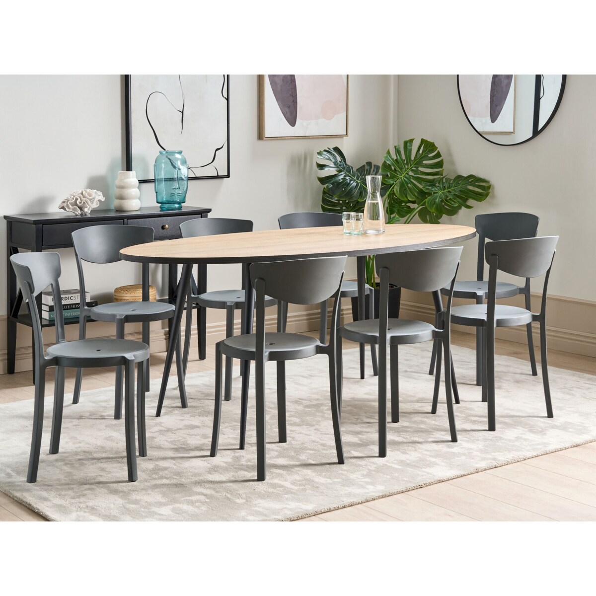 Zestaw 8 krzeseł do jadalni ciemnoszary VIESTE