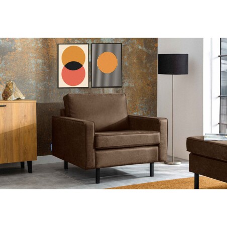 KONSIMO INVIA Fotel w stylu loftowym koloru ciemnobrązowego