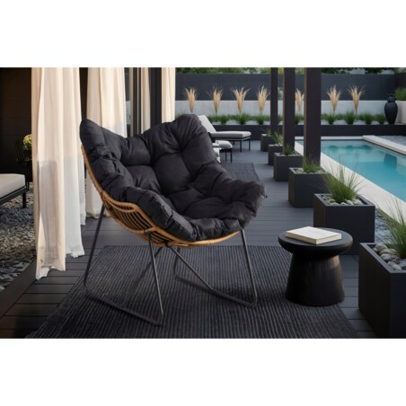 Fotel Ogrodowy Wypoczynkowy Kubełkowy Do Salonu Na Taras Balkon FIN Czarny