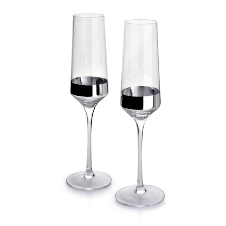 MIRELLA SILVER Komplet 2 KIELISZKÓW SZAMPANA 220ml 4.2x6.5xh23.5cm