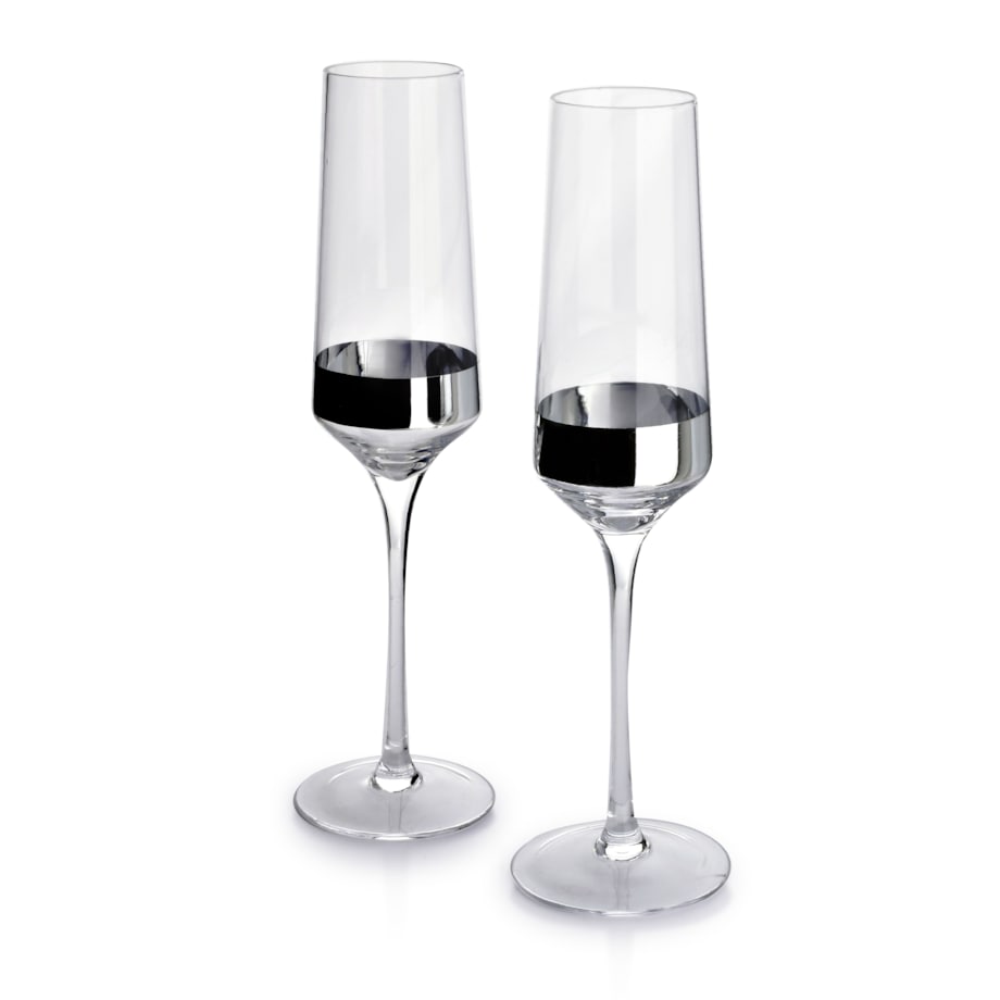 MIRELLA SILVER Komplet 2 KIELISZKÓW SZAMPANA 220ml 4.2x6.5xh23.5cm