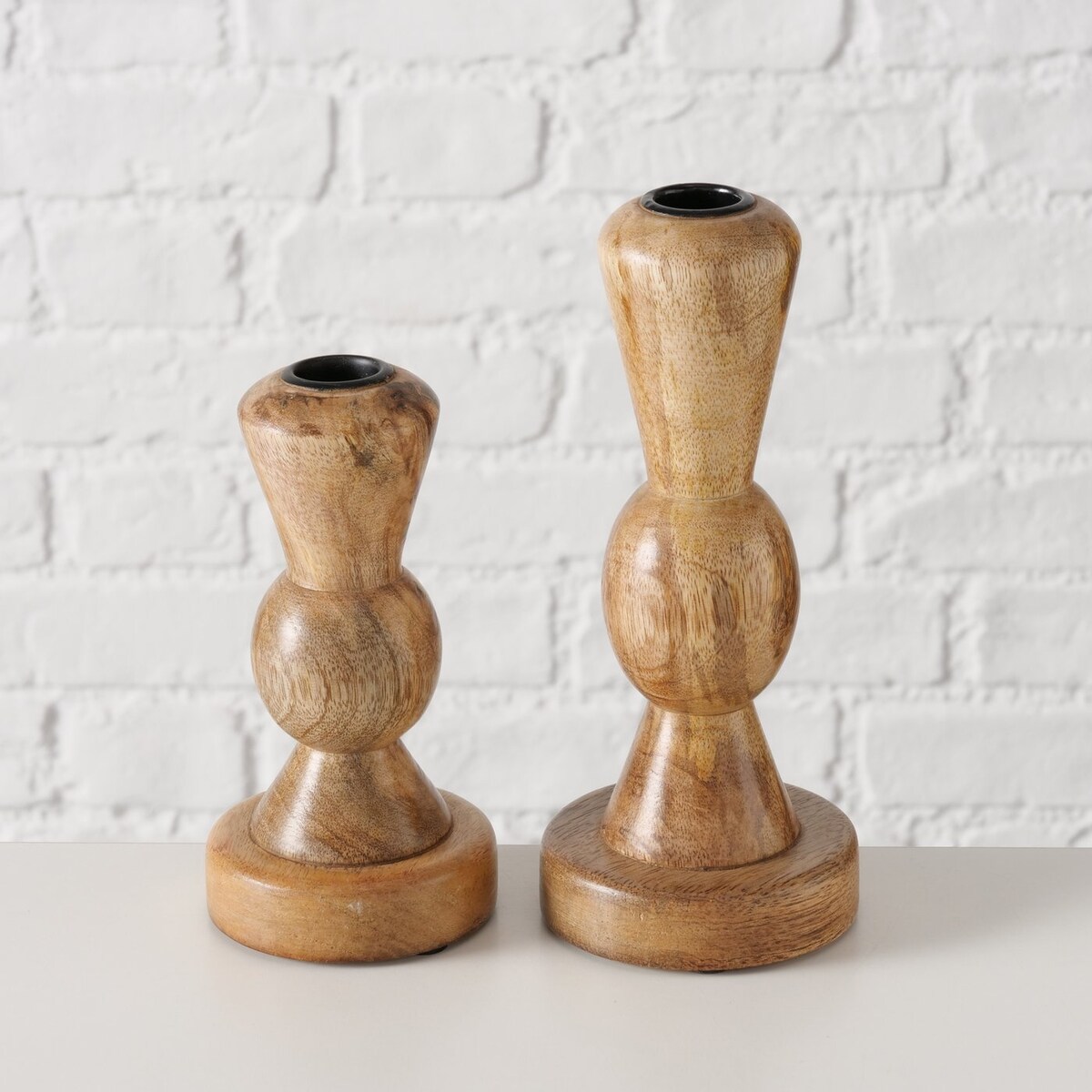 Drewniany świecznik, KESSA, 16 - 20,5 cm, 2 sztuki
