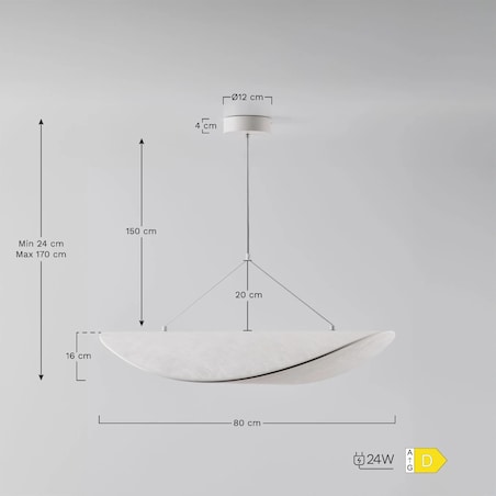 Lampa wisząca LED w tkaninie Zelvon 80 cm