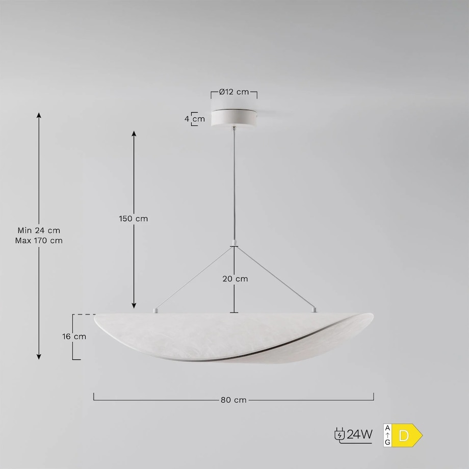 Lampa wisząca LED w tkaninie Zelvon 80 cm