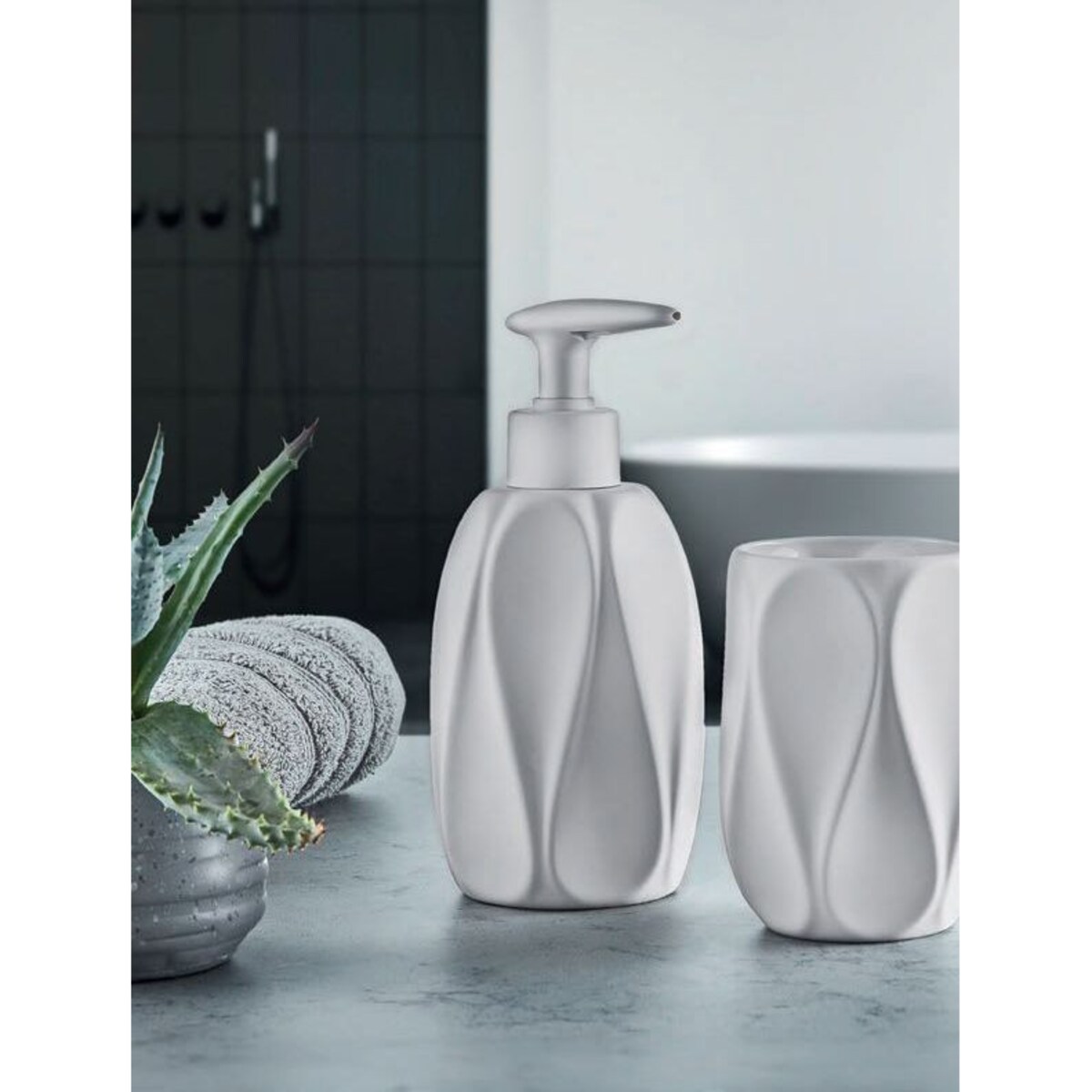 Kleine Wolke Trevi Dozownik do mydła chłodny beż kamionka soft touch