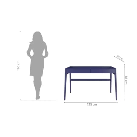 Drewniane bukowe biurko / toaletka z szufladami Visby LISA / kolor granat szlachetny