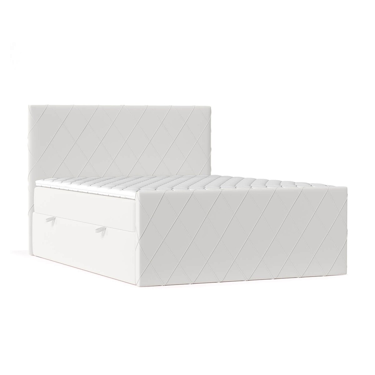 Łóżko kontynentalne PLATINE 200x200 z pojemnikiem, Biały, tkanina Magic Velvet 2200