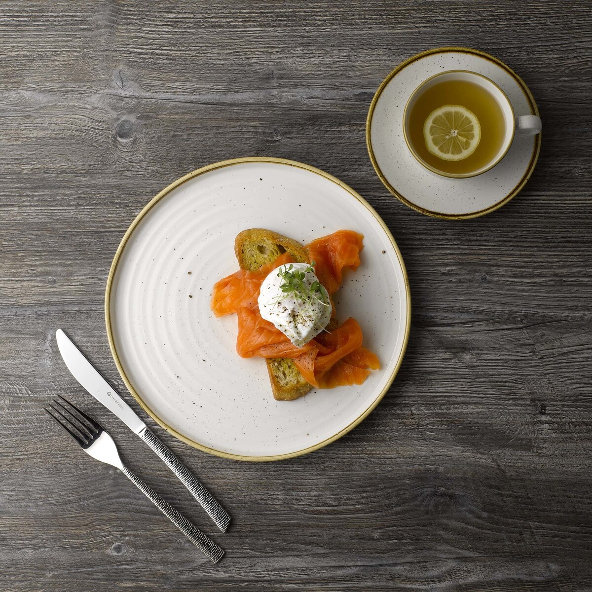 Talerz płytki z rantem Stonecast Barley White 260 mm x (H)20