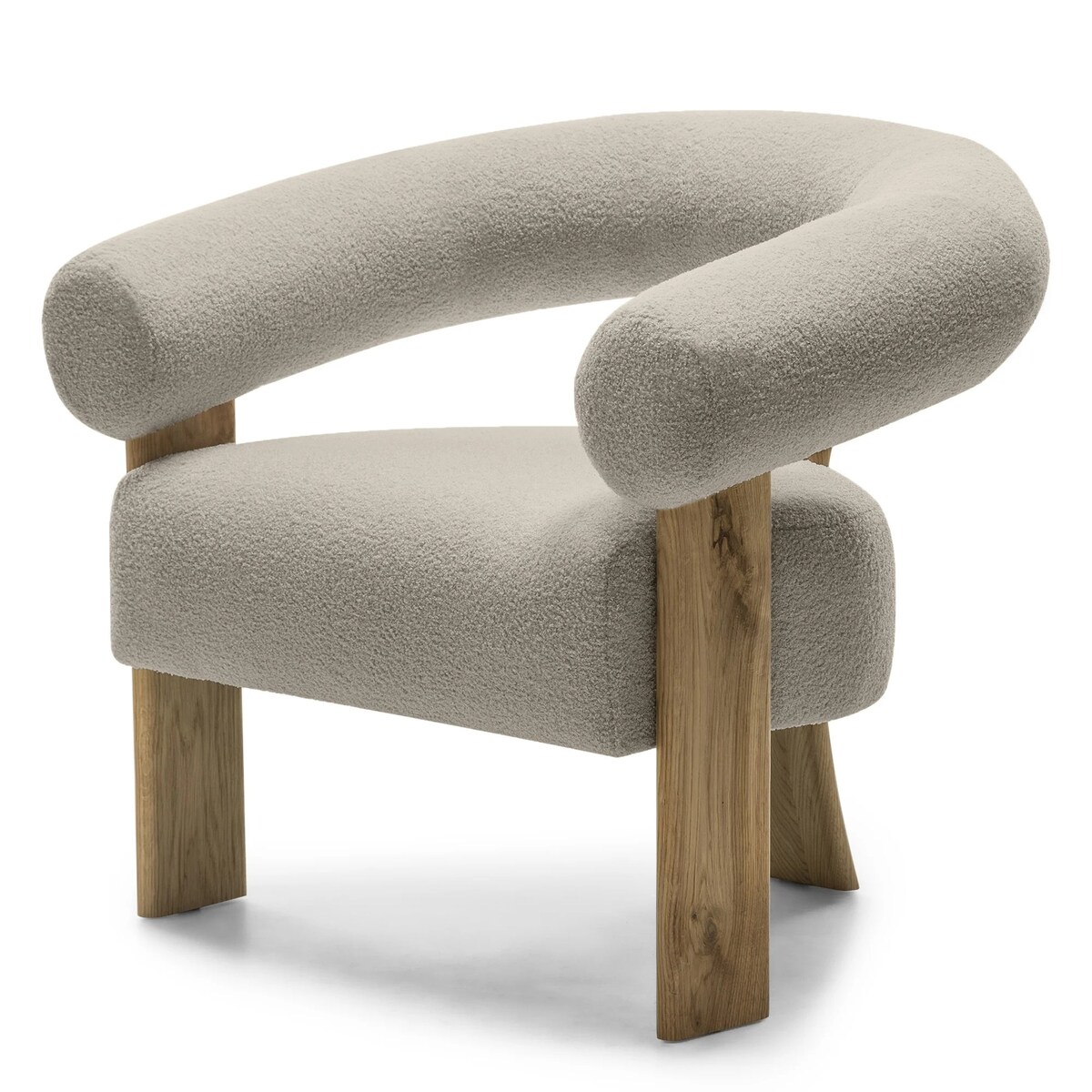 Fotel wypoczynkowy brązowoszary bouclé/dąb Ilady