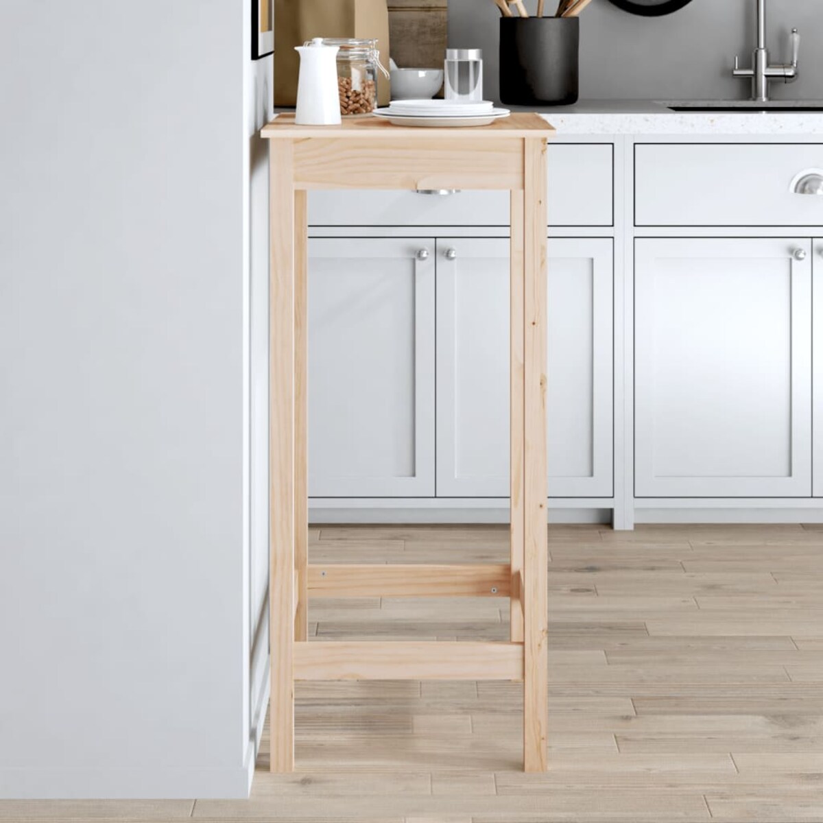 vidaXL Stolik barowy, 50x50x110 cm, lite drewno sosnowe