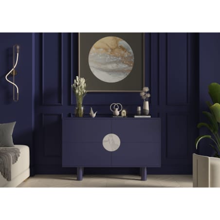 Nowoczesna komoda z marmurem Dancan ZOE 2D / kolor granat szlachetny / szer. 140 cm