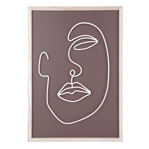 Dekoracja ścienna metalowy zarys twarzy 38x27x1,5 cm VISO