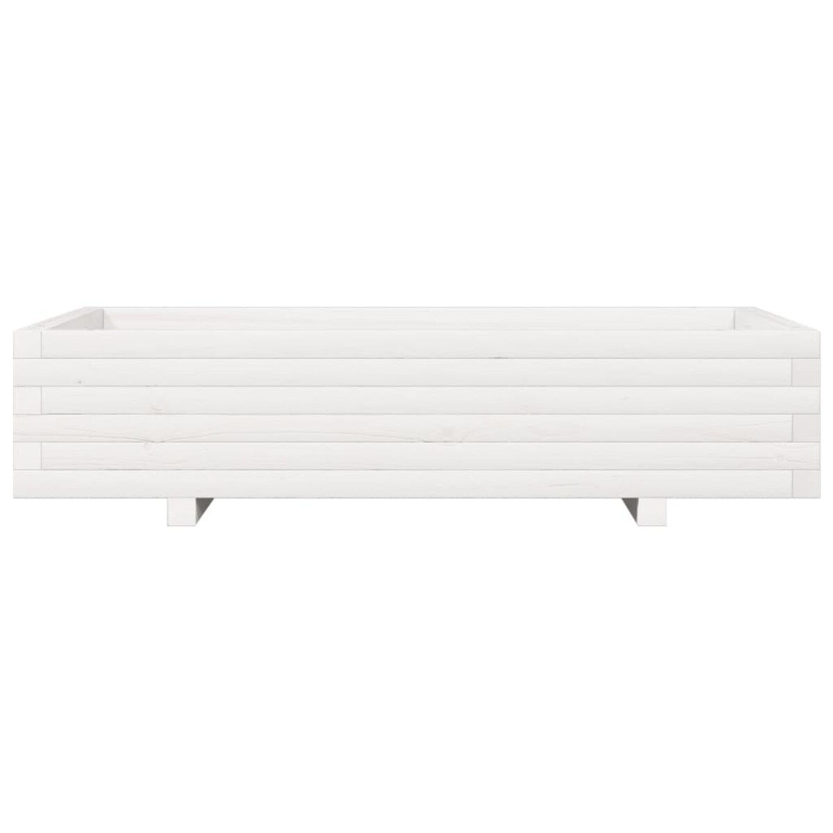 vidaXL Donica ogrodowa, biała, 110x60x26,5 cm, lite drewno sosnowe