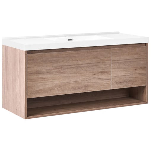 Szafka łazienkowa wisząca z umywalką UMAYO 120 cm Jasnobrązowy