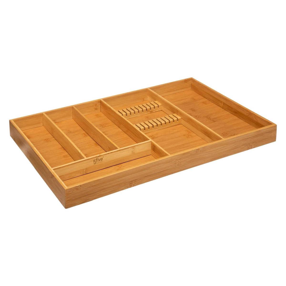 Organizer na sztućce do szuflady, bambus, 58 x 38 cm, kolor beżowy