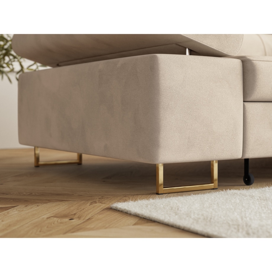 Narożnik ALEX z regulowanymi zagłówkami, lewostronny - Matt Velvet beżowy