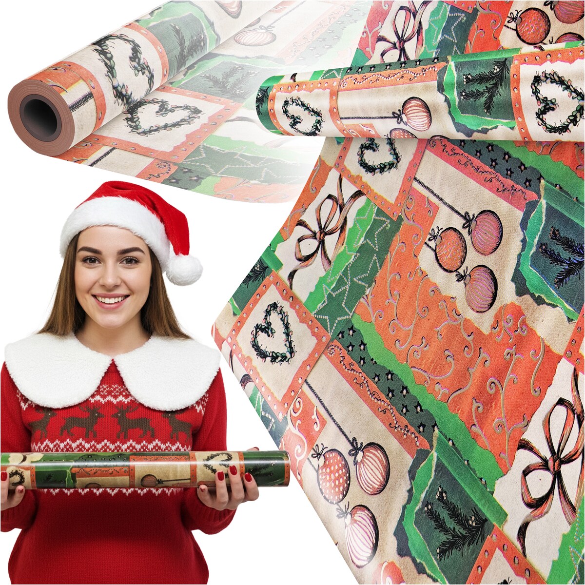 Papier Prezentowy Do Pakowania Prezentów 20 m MEGAROLKA Świąteczny Do Paczek Boże Narodzenie Ozdobny