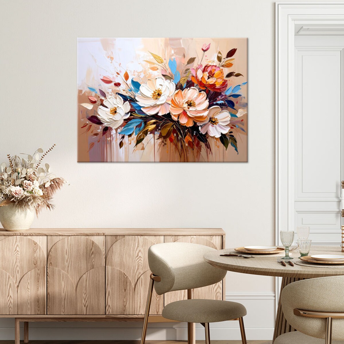 Feeby Obraz do salonu, Bukiet Kwiatów Kolorowa Abstrakcja 90x60