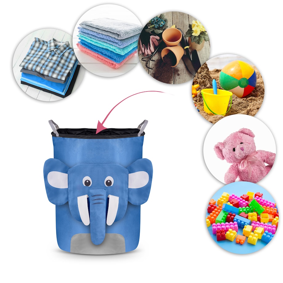 Kosz na zabawki akcesoria ze ściągaczem Nukido niebieski