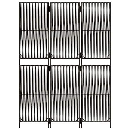 vidaXL Parawan 3-panelowy, szary, polirattan